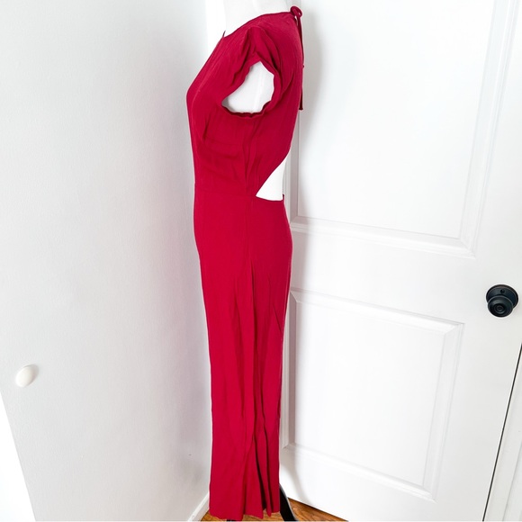 Reformation Bold Red Open Back Jumpsuit - Size 6 - Picture 3 of 5